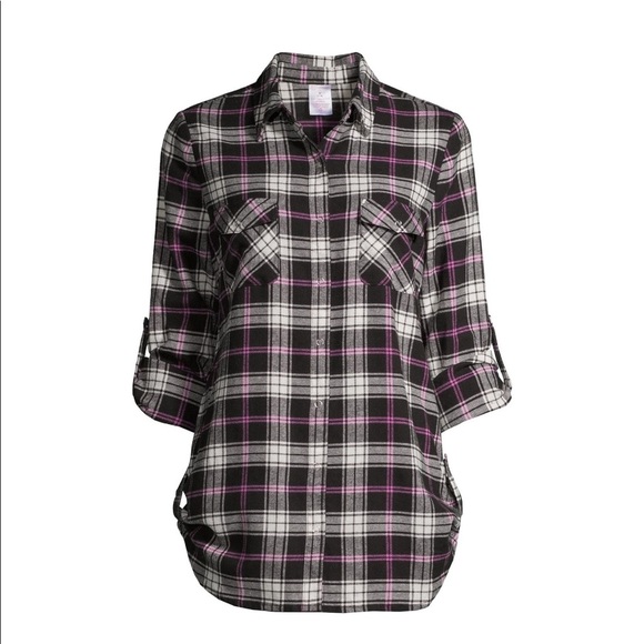 Juniors' Plaid Flannel Shirt - Picture 5 of 6
